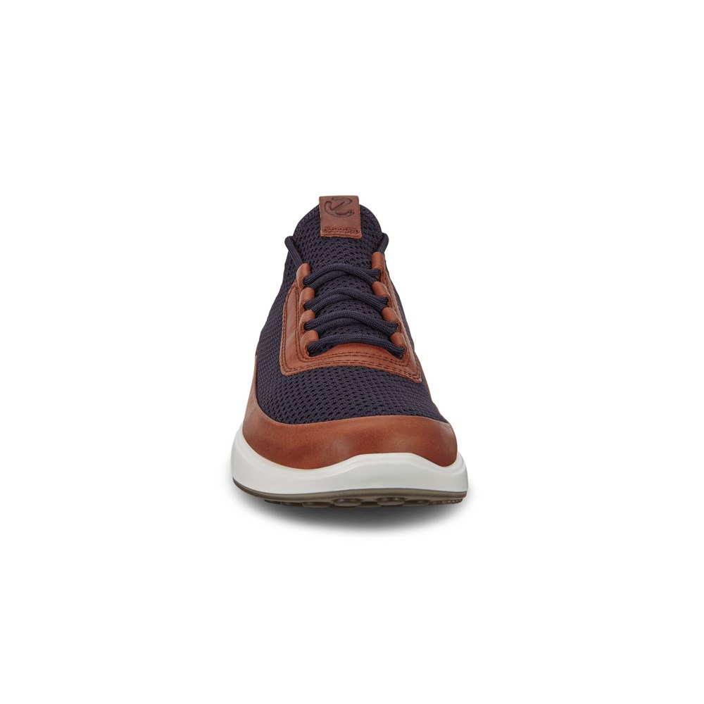Mens Sneakers - ECCO Soft 7 Runner Meshs - Navy/Brown - 4067WDUIO
